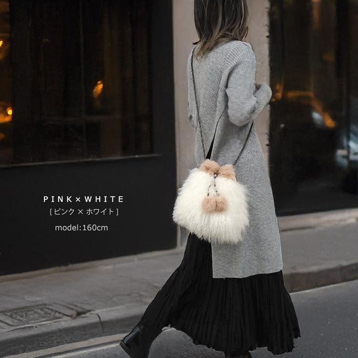 リアルファー チベットラム レッキス ハンドバッグ 2WAY BAG 毛皮 