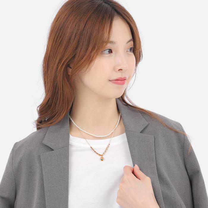 ネックレス レディース アクセサリー ゴールド パール ハート 綺麗目 