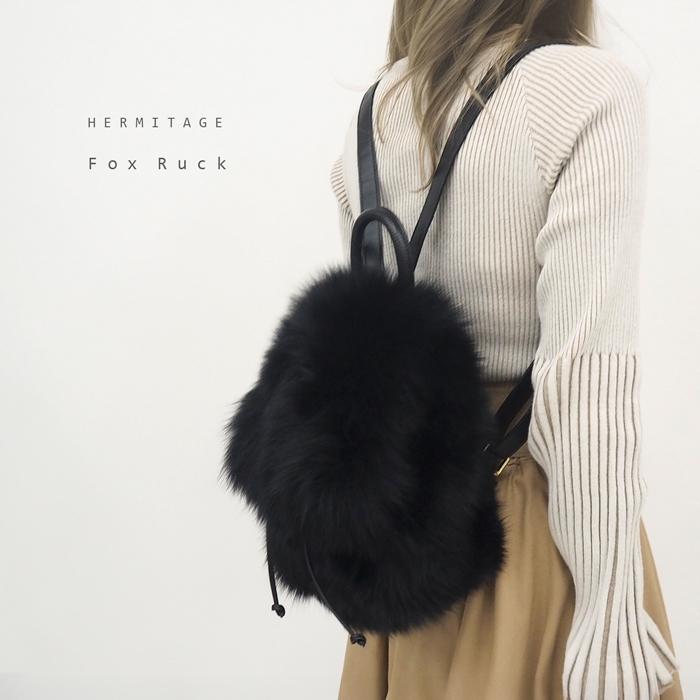 毛皮 リアル フォックスファー リュック ブラック 可愛い デザイン