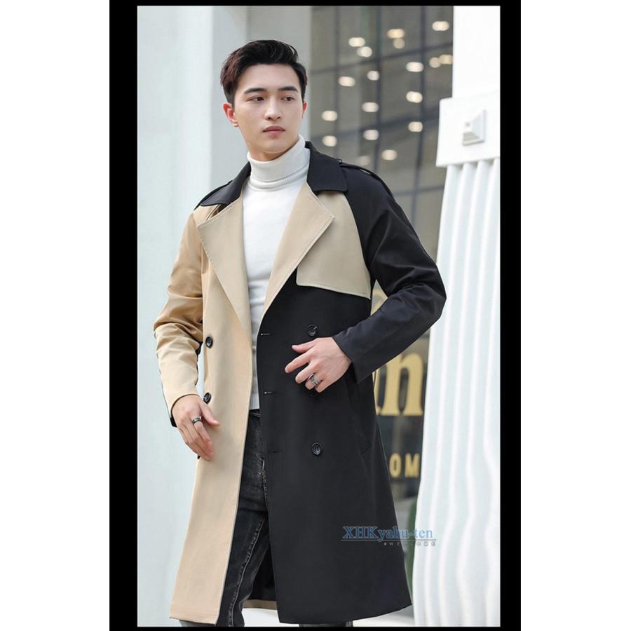 トレンチコート メンズ ダブルコート バイカラー おしゃれ チェスターコート ロングコート 黒 ネイビー かっこいい Xhk Xhkヤフー店 通販 Yahoo ショッピング