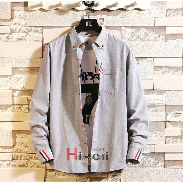 ボタンダウンシャツ メンズ カジュアルシャツ 長袖シャツ 白シャツ