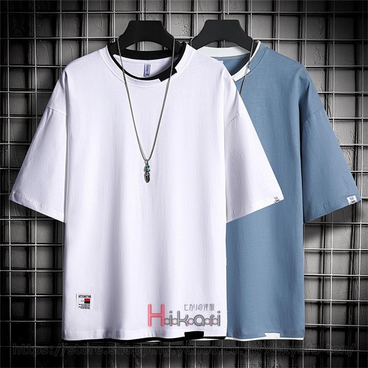 安い Tシャツ メンズ 半袖 カットソー 重ね着風 クルーネック 半袖tシャツ 涼しい 夏 トップス メンズファッション 父の日 プレゼント Aynaelda Com