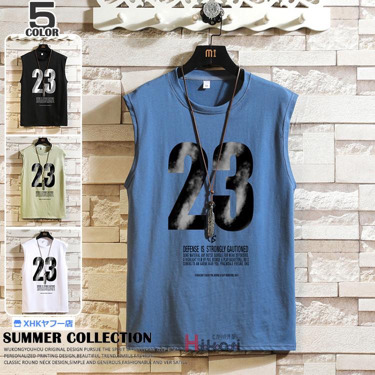 タンクトップ ノースリーブ 夏物 メンズ 服 バスケ タンク スポーツ トップス 数字 英字 メンズファッション Xhk Xhkヤフー店 通販 Yahoo ショッピング