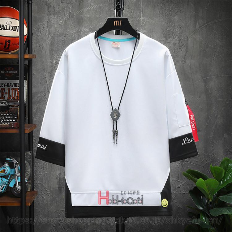 予約販売 Tシャツ カットソー Tシャツ メンズ 7分袖 ティーシャツ カジュアルtシャツ 7分袖tシャツ メンズ 重ね着風 Tシャツ クルーネック トレーナーtシャツ トップス 七分袖 春 夏 秋 お兄系 父の日 プレゼント