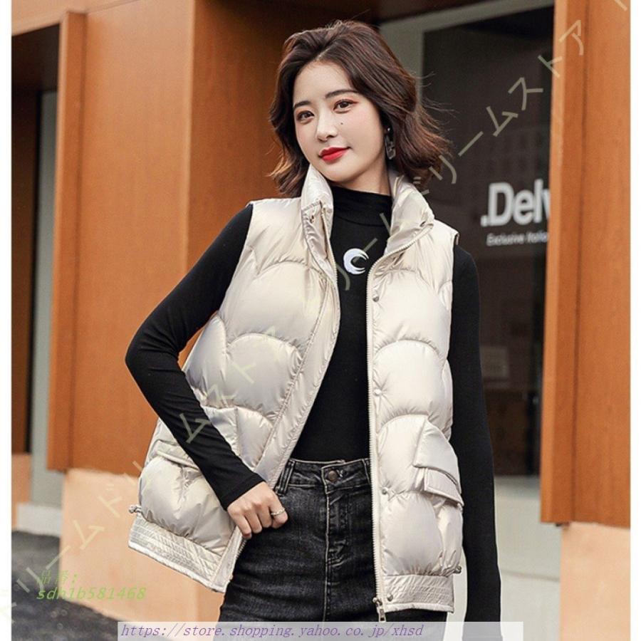 日本初の 秋冬 中綿ベスト レディース ダウンベスト ショート丈 タートルネック かわいい キルティング 体型カバー ゆったり カジュアル ノースリーブ アウター ダウンベスト カラー ピンク