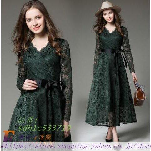 ファッション ヒート ワンピース カシュクール ロングワンピース 二次会 結婚式コーデ 花柄レース 結婚式 緑 グリーン パーティ ドレス F8scnngapa Wrestlesquare Com