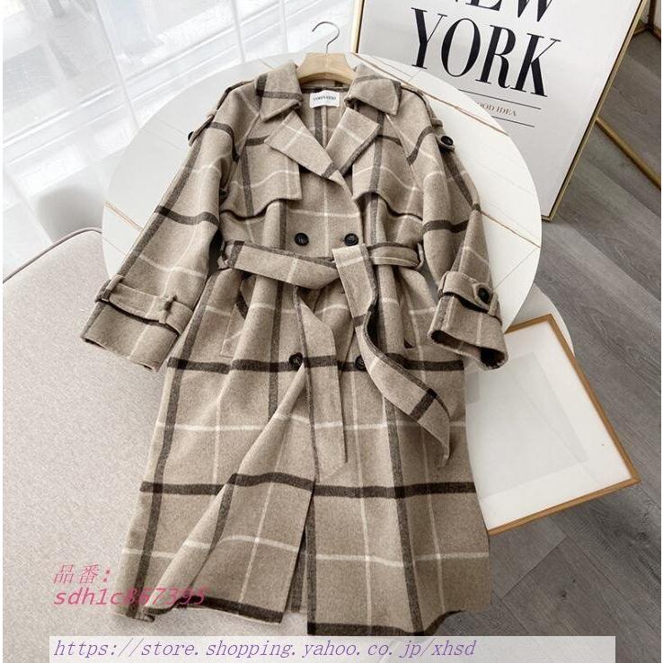 ネット取扱店 レディース チェスターコート ロングコートウールコート チェック柄 ウール 洋服 アウター 冬 コート 同時購入価格 Gangwal Me