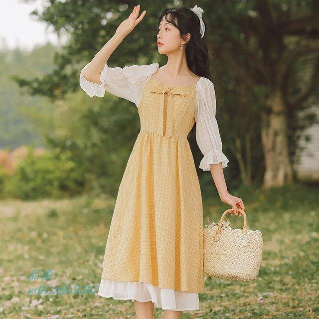 21人気no 1の ワンピース フェミニン レディース 新作 夏 夏コーデ レトロ フ上品 夏ワンピ 夏服 マムルークスリーブシフォン 半袖 1color ミモレ丈 異素材mix ロング ワンピース サイズ Xl Acte Paris Org