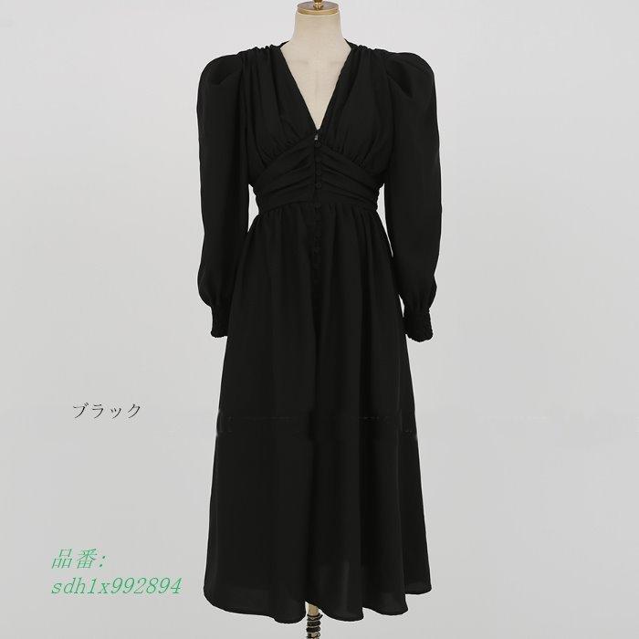大人気定番商品 ワンピース レディース ミモレ丈ワンピース きれいめ 長袖 バルーンスリーブ フレアワンピース 着痩せ Vネック エレ30代 ハイウエスト ワンピース サイズ フリーサイズ Cityengineeringcollege Ac In