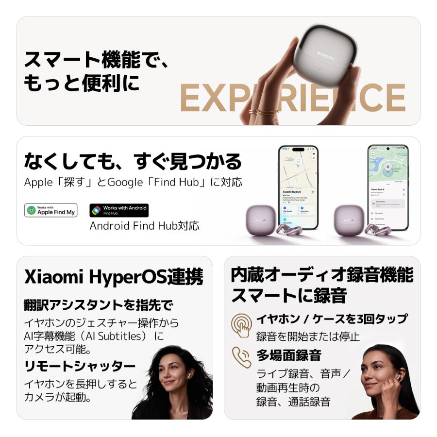 Xiaomi Buds 6 ワイヤレスイヤホン ノイキャン 羽のような軽量設計