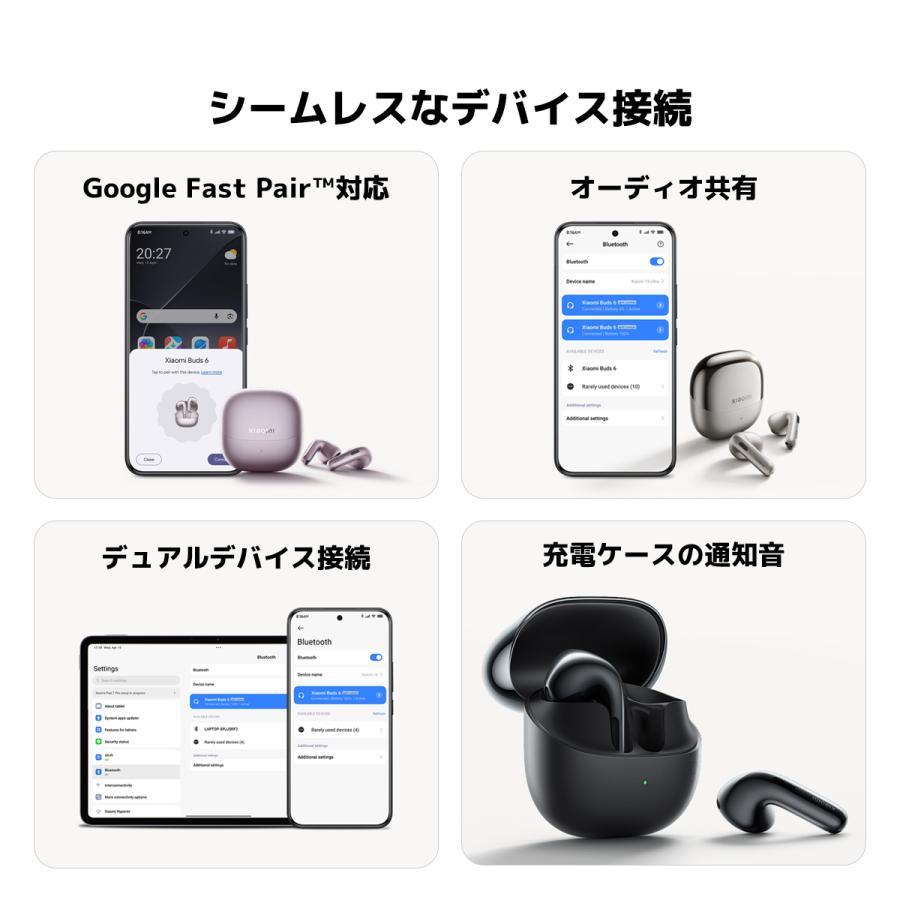 Xiaomi Buds 6 ワイヤレスイヤホン ノイキャン 羽のような軽量設計