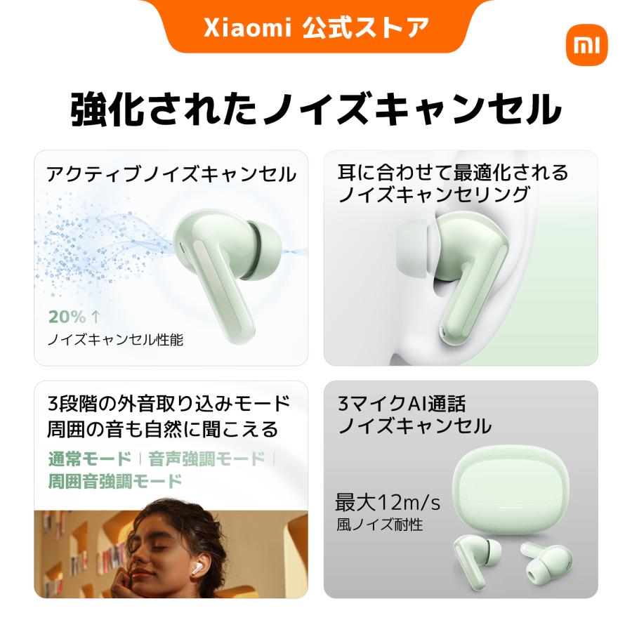 【500円OFFクーポン 9/10 18:00~9/14 0:00】REDMI Buds 8 ワイヤレスイヤホン Bluetooth5.4 Hi-Res Audio LHDC AI通話ノイズリダクション 最大50dBANC | Xiaomi | 06