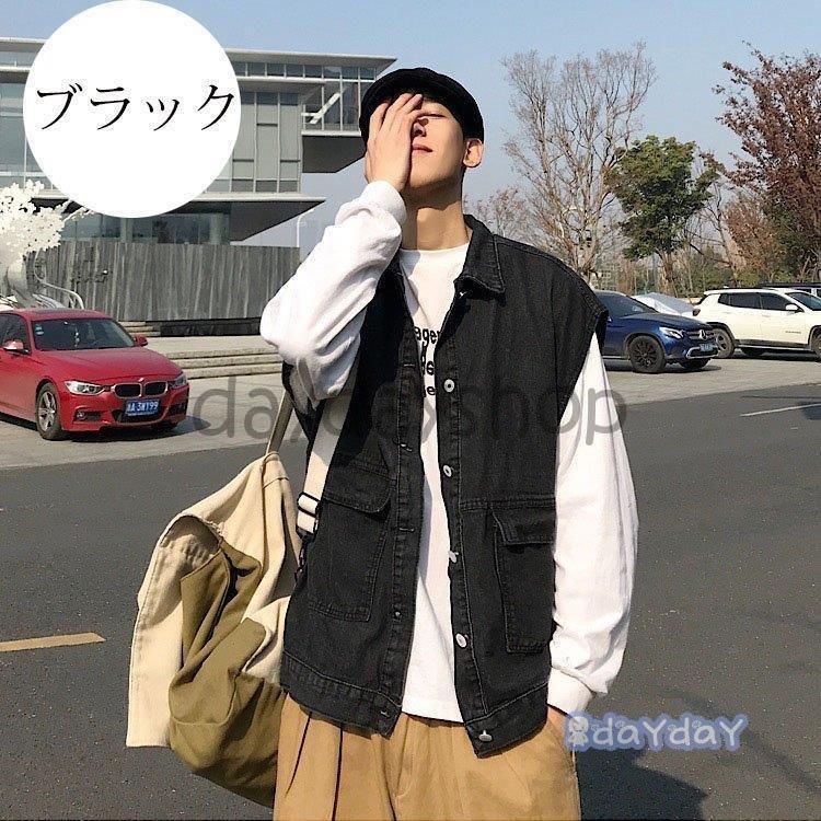 94 以上節約 デニムベスト メンズ 袖なしデニムジャケット お兄系 前開き Gジャン チョッキ レトロデニムアウター ノースリーブ 大きいサイズ ジレー 夏 カジュアル Bestdream Store