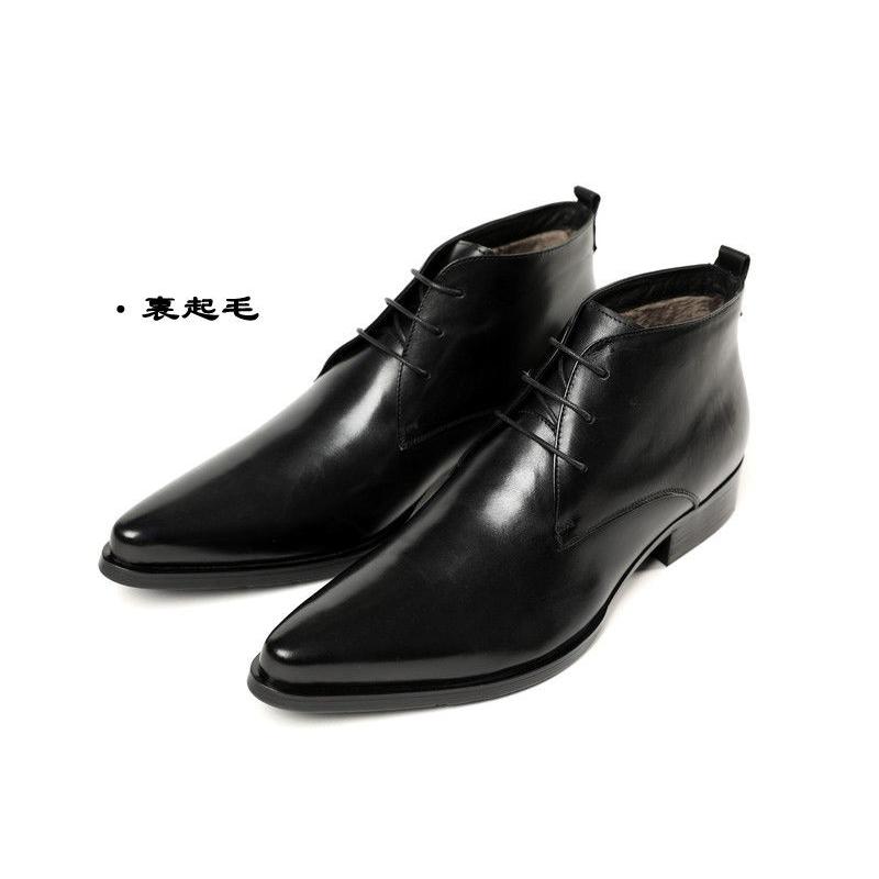 人気 秋冬 本革 メンズショートブーツ チャッカブーツ レザー 牛革 ヨーロピアン ジッパー ファスナー 裏起毛 1色 ブラック HK32