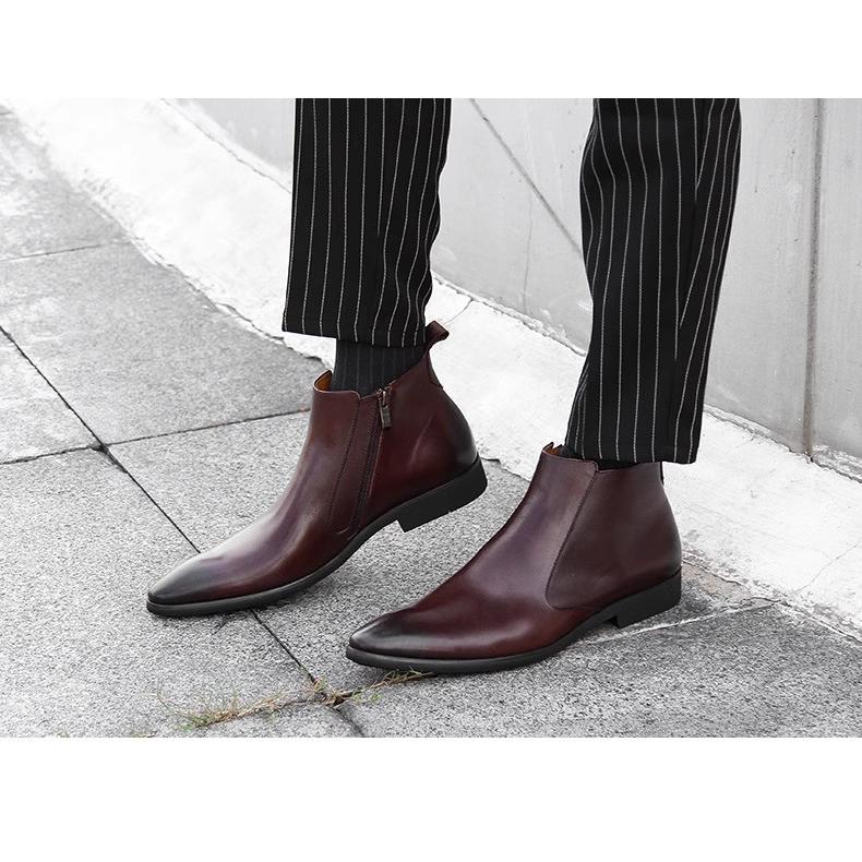 New☆人気 メンズショートブーツ 本革 レザー 牛革 ヨーロピアン