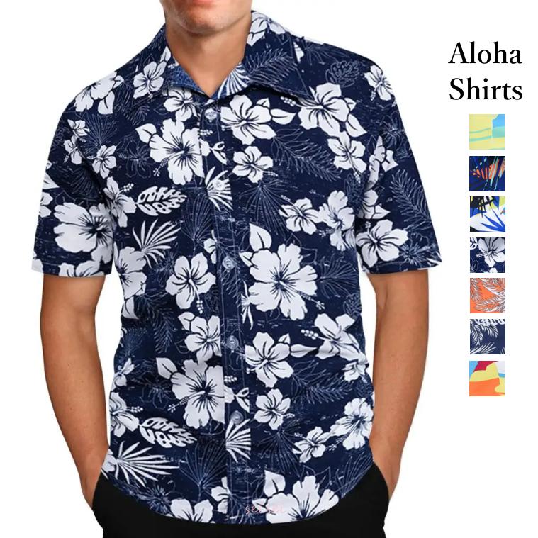 カジュアルシャツ メンズ 夏 アロハシャツ 花柄シャツ トップス 薄手