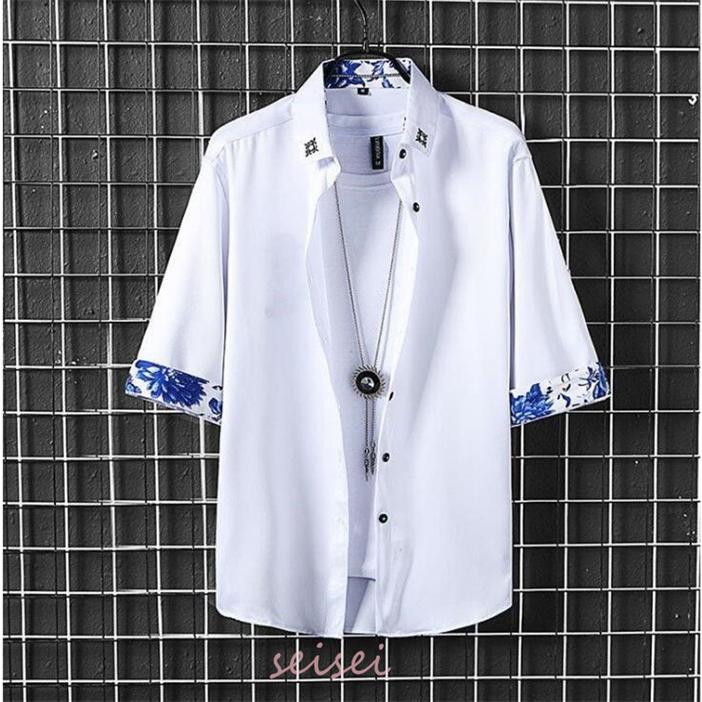 シャツ メンズ 接触冷感 ワイシャツ 七分袖 夏服 カジュアルシャツ