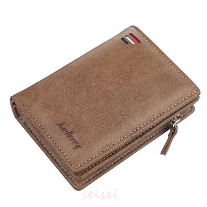 財布 メンズ 二つ折り 小銭入れあり ファスナー 薄い コンパクト 二