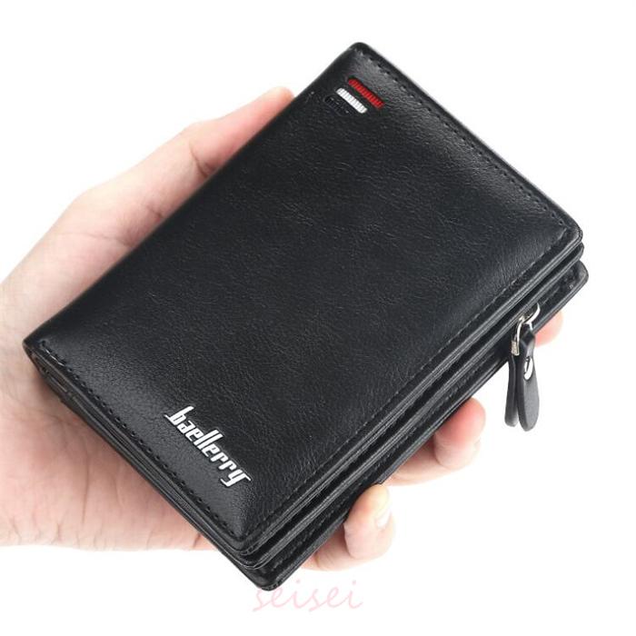財布 メンズ 二つ折り 小銭入れあり ファスナー 薄い コンパクト 二