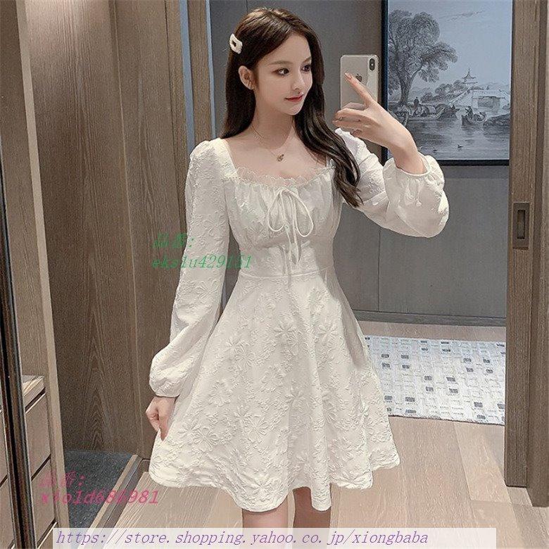 日本産 レディース ワンピース ダンスウェア 長袖 可愛い ドレス 女子ワンピ 花柄 クラブ 白 スクエアネック 訳ありセール格安 Www Aqtsolutions Com