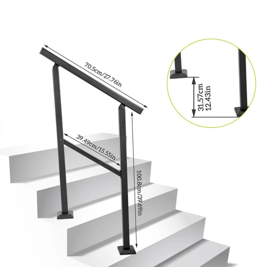 手すり 屋外階段 屋内屋外用 荷重200kg 角度調整可能 階段手すり2-5段