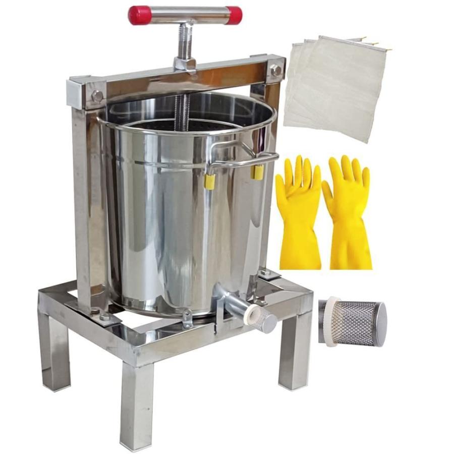 蜜を絞り器 手動 蜂蜜分離器 ステンレス 圧縮製蝋器 15L 大容量