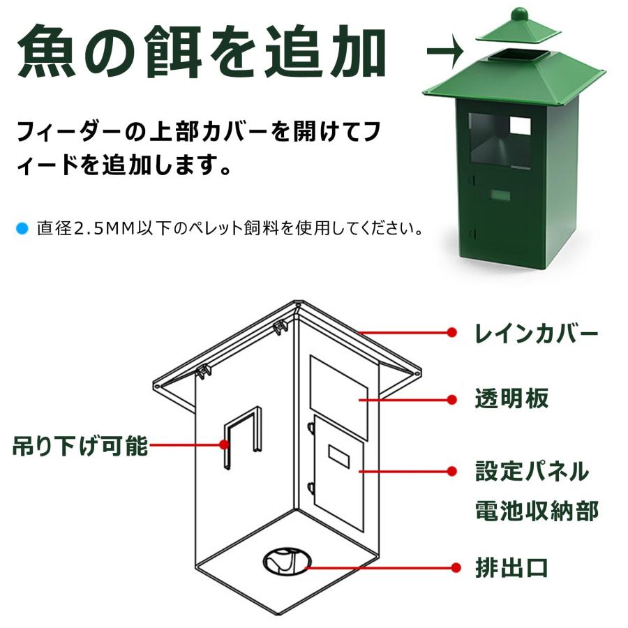 魚自動給餌器 自動給餌器 魚 屋内屋外魚のいる池用 3/5L大容量