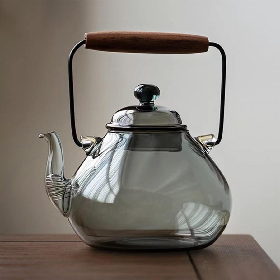 耐熱ガラスポット ティーポット 紅茶ポット 透明 直火可 茶ポット 感動人生 直火電気ケトル対応 テンレス茶こし一体型蓋 大容量 茶こし付き ガラス製ポット
