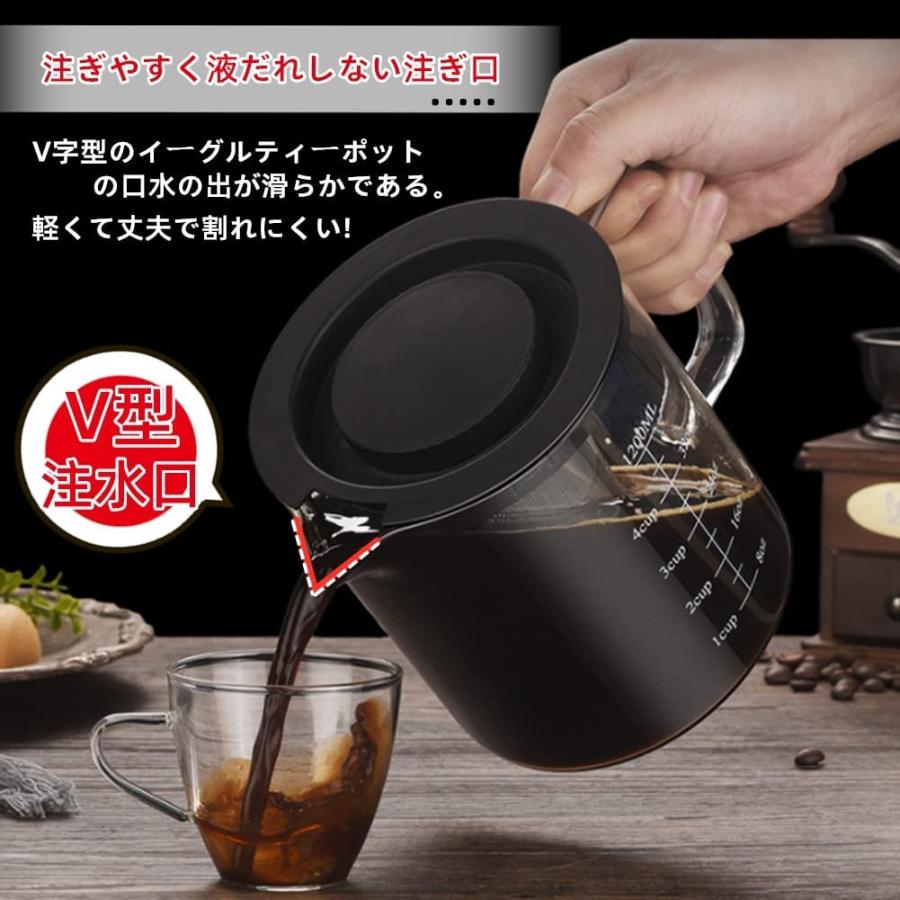ティーポット ガラス 耐熱 カップセット 直火可 1200ml 急須 目盛付き