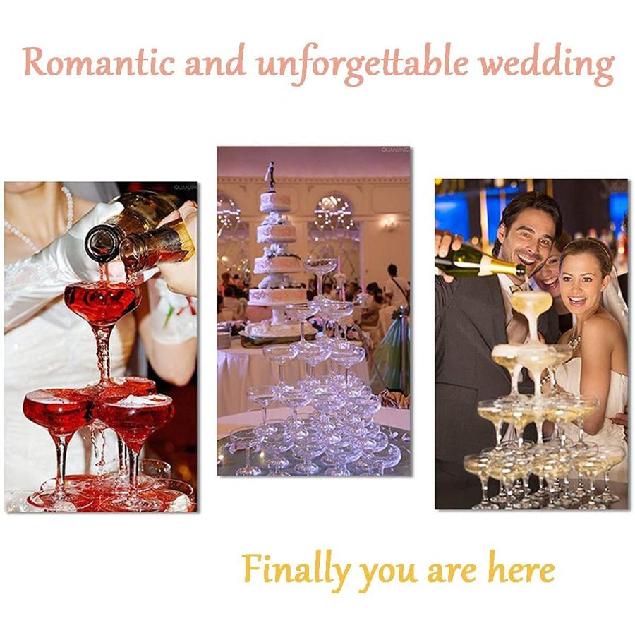 シャンパンタワーディスプレイ、パーティー用の3層シャンパンクーペ