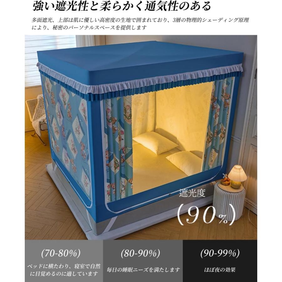 蚊帳 ベッドテント べっど用蚊帳 室内カーテン 全方位ガード 多機能 3
