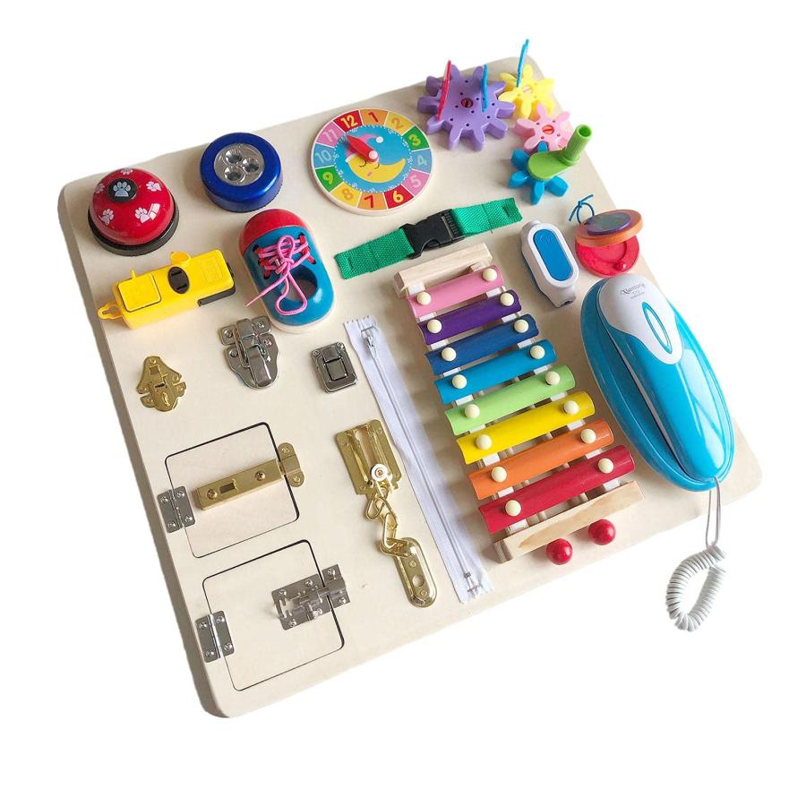 知育玩具 木のおもちゃ、幼児ビジーボードおもちゃ、モンテッソーリ