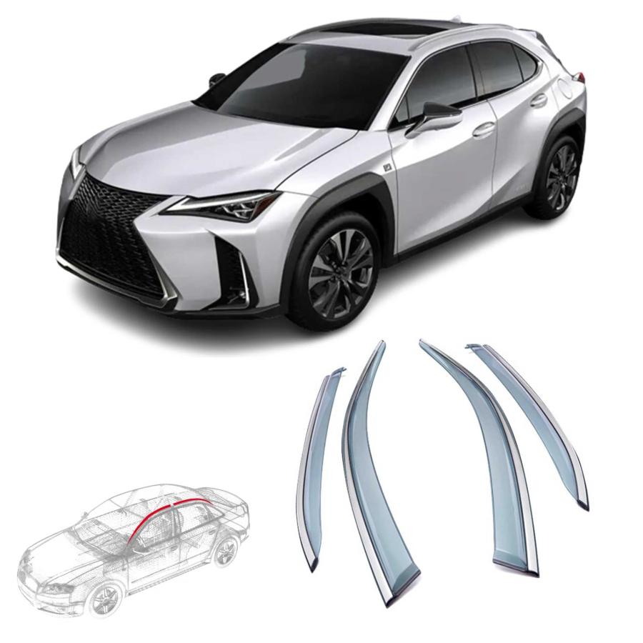 4枚 】車用サイドバイザー レクサスUX UX200 UX250h (2019.11~現行  