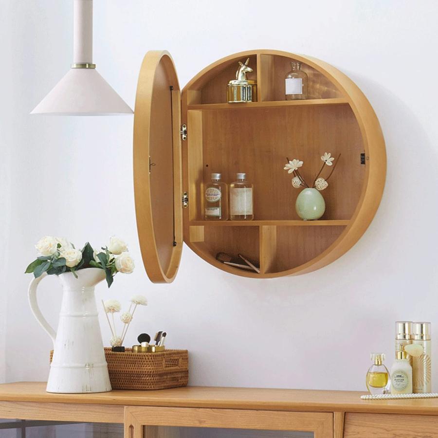 ミラーキャビネット 丸壁鏡 洗面鏡 バスルームロッカー 浴室化粧