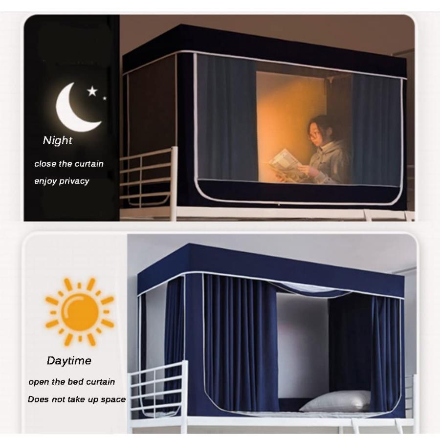 寮 シングルベッドプライバシーテント 室内カーテン ベッドテント 夏