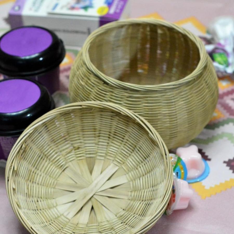 竹籠 竹篭 収納ケース 編まれた 竹製カバー付き 竹編み製品 収納