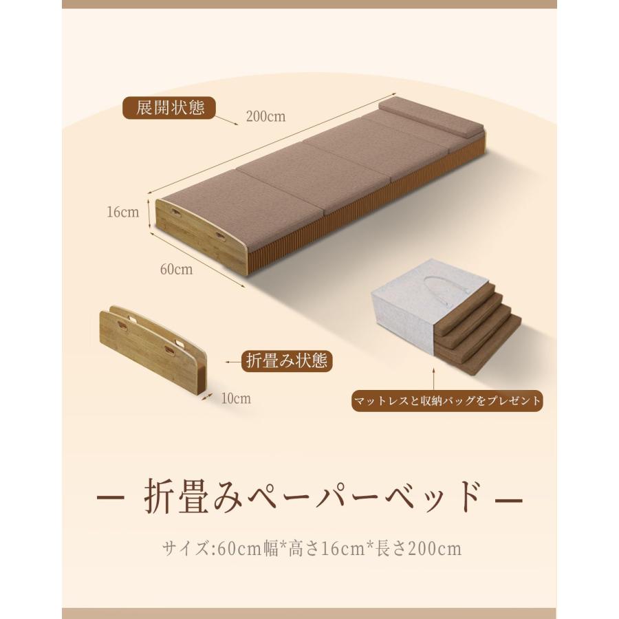 ペーパー折りたたみベッド幅120㎝高さ16㎝組立不要マットレス付き 軽量 通気性 楽天市場】ペーパーベッド マットレス付き 折りたたみ スリム