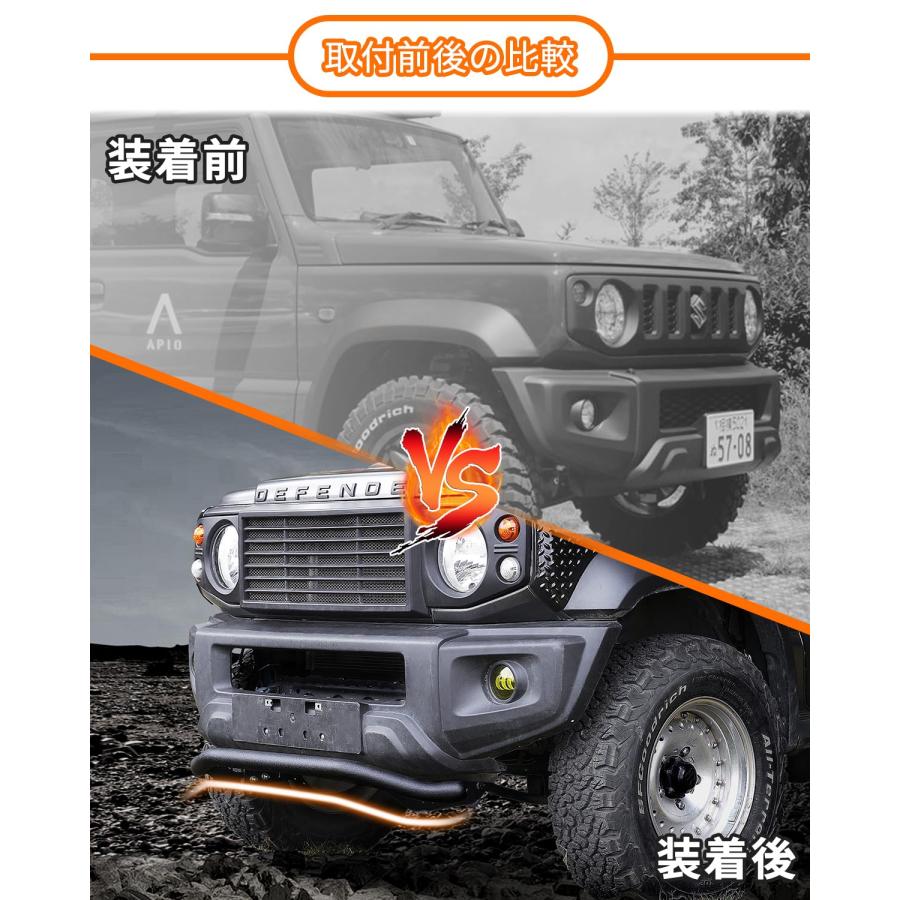 JB64 JB74フロントグリル フロントバンパーガード マットブラック 新型 ジムニー JB64W JB74W フロント スクエア バンパー ガード