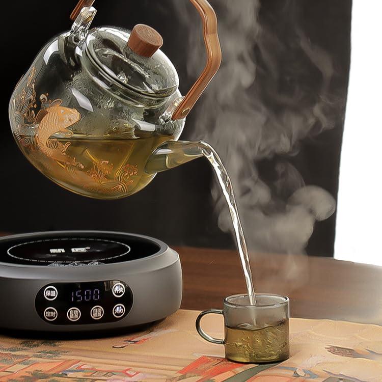 美品 ガラス急須 ティーポット 耐熱ガラス 茶道具 ガラスポット ティーセット IH対応 ポット 紅茶 手吹き 透明急須