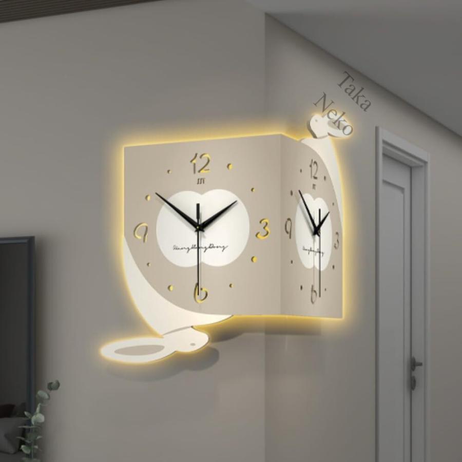 両面コーナークロック 壁掛け 両面壁 室内掛け時計 コーナータイム