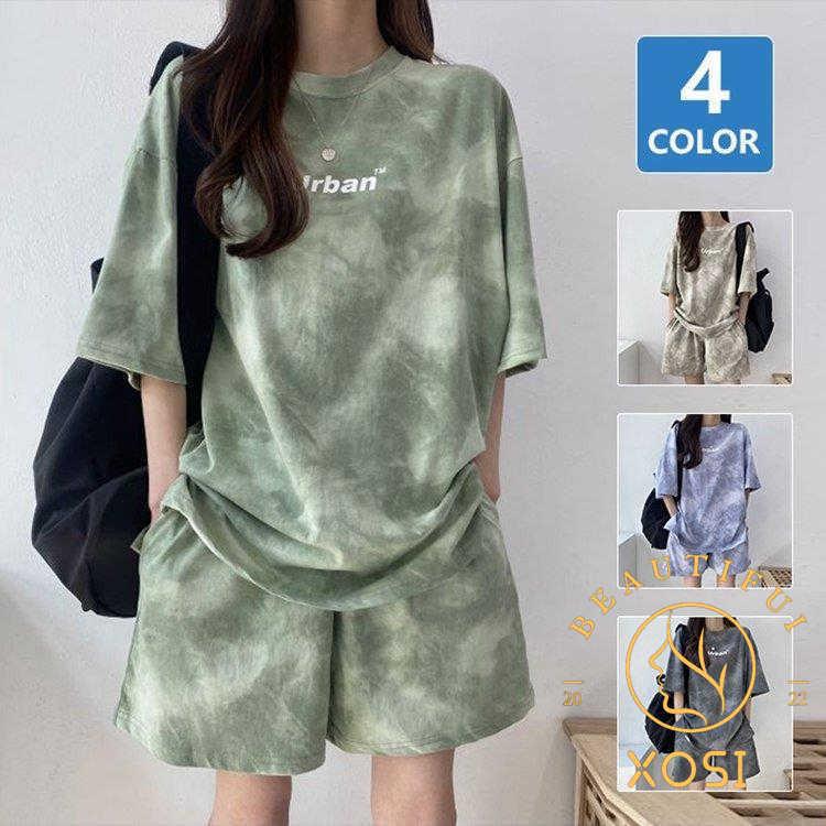 上下セット ゆったり セットアップ パジャマ ルームウェア レディース 夏 半袖 ｔシャツ ハーフパンツ 可愛い 女性 寝間着 激安店舗