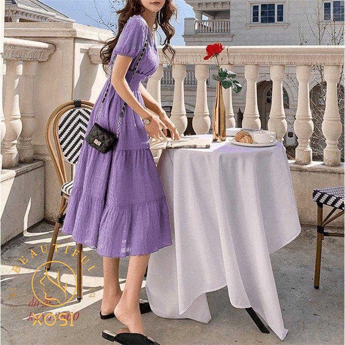 全国組立設置無料 ワンピース レディース 夏 体型カバー 50代 切り替え 着痩せ 半袖 ロング丈 フレアワンピース フレア ロングワンピース 40代 ゆったり 30代 ハイウエスト