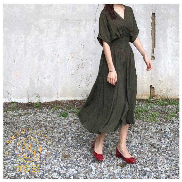 ワンピース レディース マキシワンピース 着痩せ ワンピース スリーブ 半袖 夏 Vネック ロング丈 シャツワンピ 韓国風 リネン オシャレ シャツロング 大きい割引