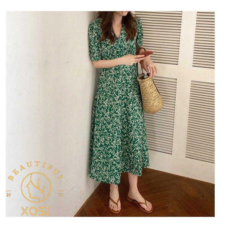 人気満点 ワンピース レディース 40代 30代 50代 マキシワンピース 春夏 半袖ワンピース 花柄 Aランスカート パフスリーブ Vネック オシャレ 韓国風 お出かけ 大人可愛い Whitesforracialequity Org