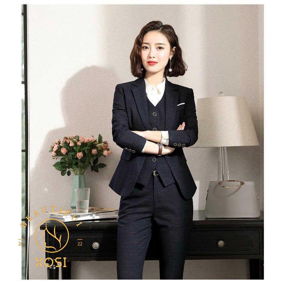 低価格 ビジネススーツ Ol 制服 細身シルエット フォーマル 事務服 代30代40代 チェック柄 パンツセット スーツセット レディース4点セット 入学式 通勤 卒業式 その他スーツ フォーマル カラー ダークブルー Binghamtonhots Com