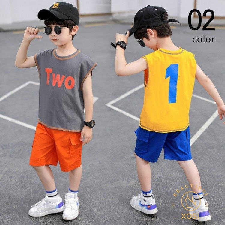 子供服 セットアップ キッズ 男の子 夏 2点セット 上下セット Tシャツ ハーフパンツ 短パン ジャージ 運動着 おしゃれ 可愛い カジュアル 新作 150 即出荷