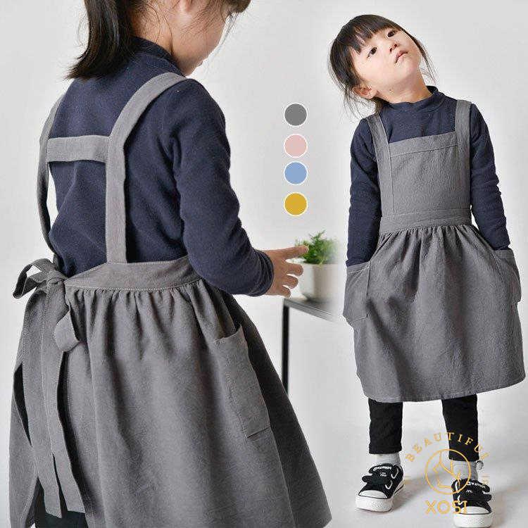 お得 子供 エプロン キッズ コットン 北欧風 男の子 女の子 子ども ガーデニング おしゃれ かわいい 子供用
