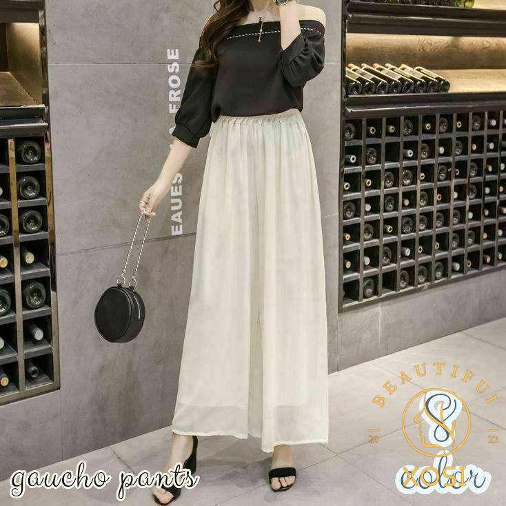 ガウチョパンツ レディース 女性用 ボトムス 10分丈 シフォン 透け感 ゆったり 無地 裏地付き ウエストゴム かわいい おしゃれ 長ズボン ロング 0617trousers75 Xosi 通販 Yahoo ショッピング