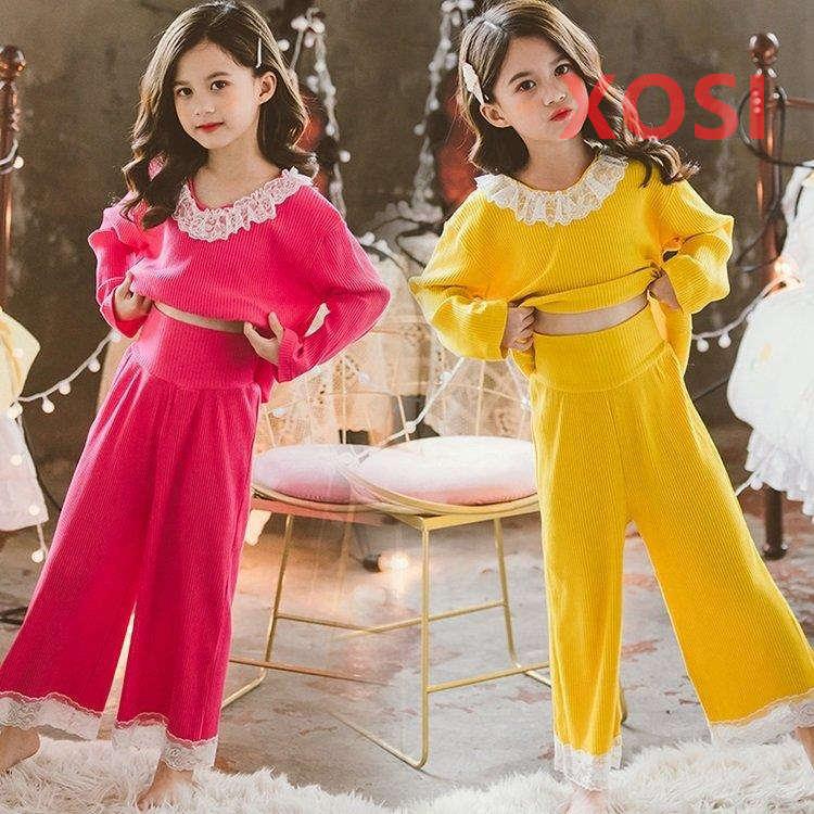 子供パジャマ キッズパジャマ 春秋冬 長袖 レース 女の子 綿パジャマ お姫様 可愛い キッズルームウエア