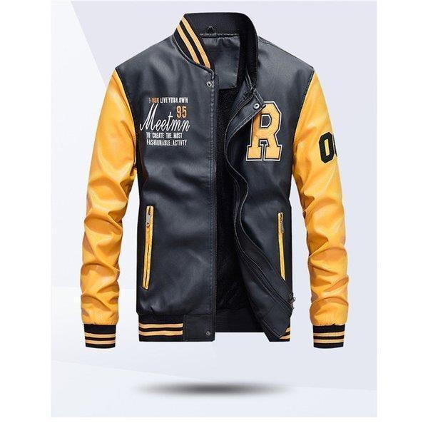 店長おすすめ ライダースジャケット メンズ 革ジャン スタジャン レザージャケット フェイクレザー バイク ロゴ 立ち襟 Pu スタジアムジャケット Wt1 15 Xosi 通販 Yahoo ショッピング